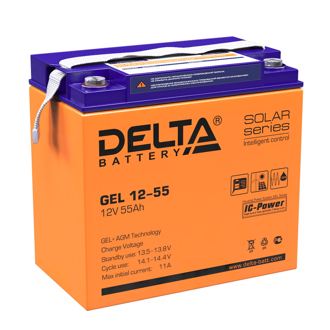 Аккумулятор Delta GEL 12-55 Аккумулятор Delta GEL 12-55