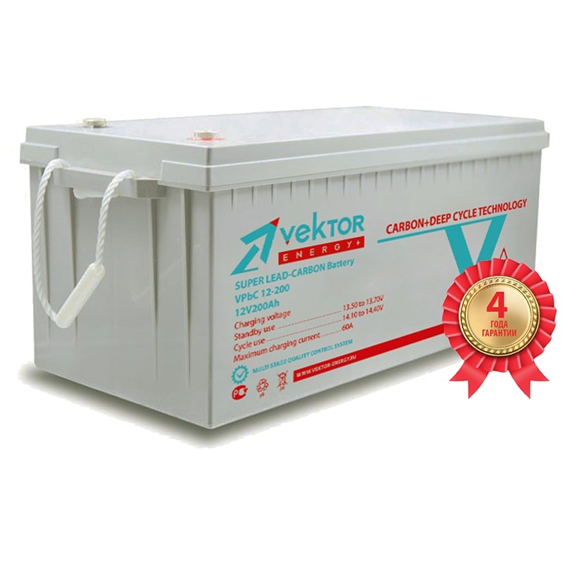 Карбоновый аккумулятор Vektor VPbC 12-200 Карбоновый аккумулятор Vektor VPbC 12-200