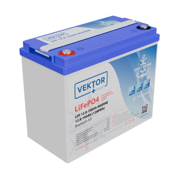 Лодочный литиевый аккумулятор Vektor LFP 12,8-100 Marine Smart BMS 100A (Bluetooth 4.0) (12В | 100Ач)