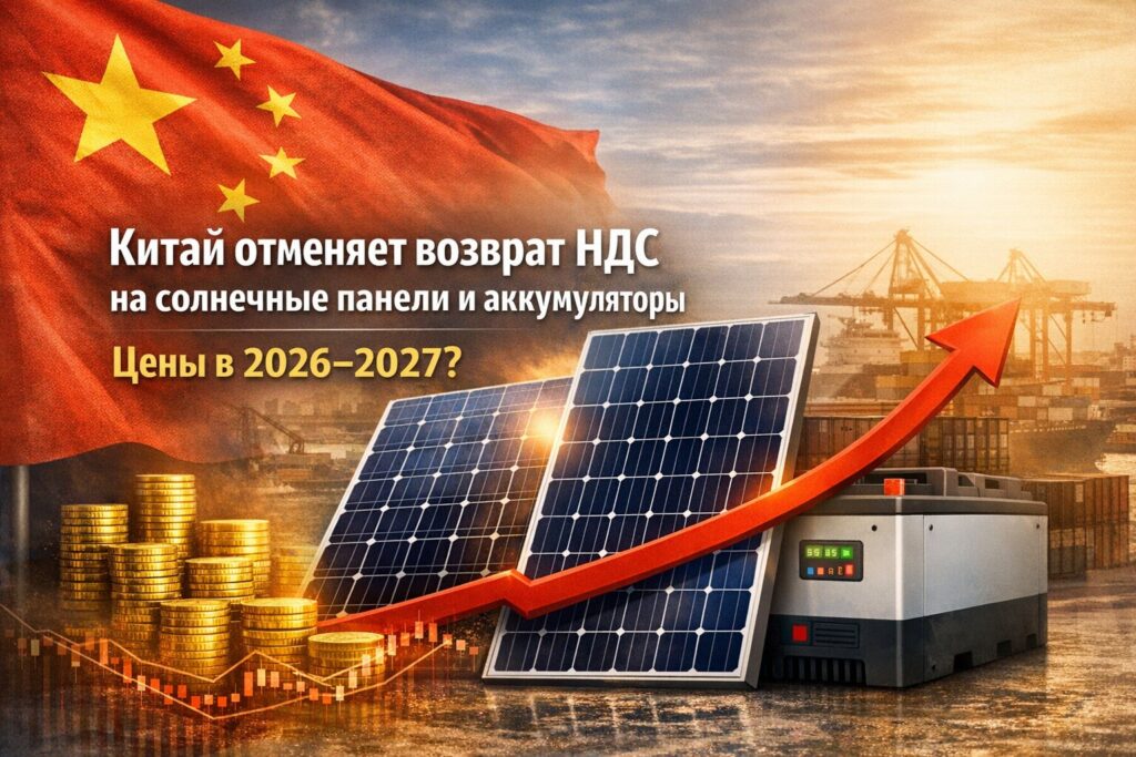 Китай отменяет возврат НДС на солнечные панели и аккумуляторы